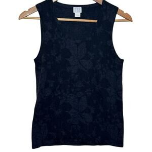 TSE 100% Pure Cashmere Floral Print Sleeveless Tank Top Sweater Size Medium